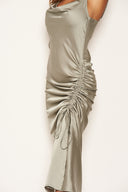 Sage Ruched Detail Midi Dress