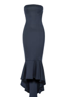 Navy Bandeau Fishtail Dress