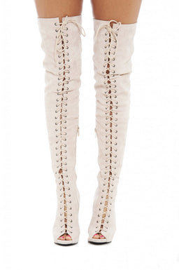 Thigh Lace Up Boot Heels