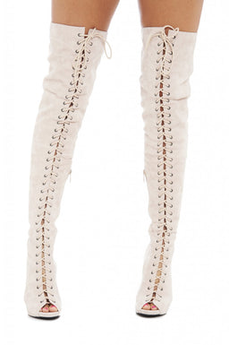 Thigh Lace Up Boot Heels