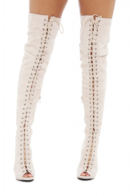 Thigh Lace Up Boot Heels