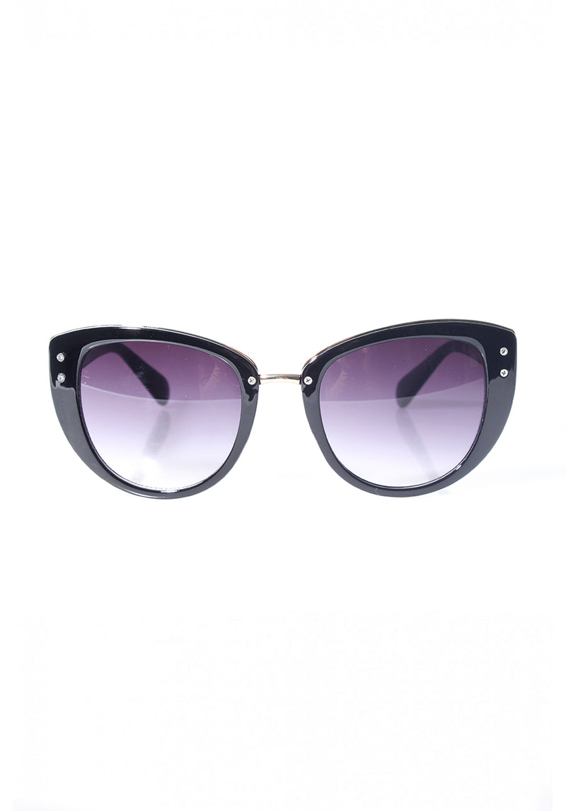Black Cat Eye Sunglasses with Gold Detail