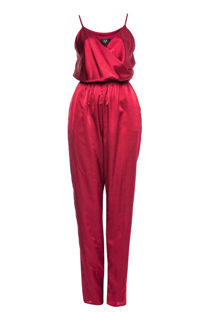 Wine Strappy Jumpsuit