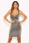 Silver Glitter Cupped Bodycon Dress