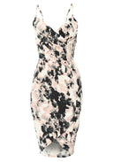 Smudge Printed Bodycon Dress With Wrap Front