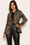 Brown Snake Print Blazer