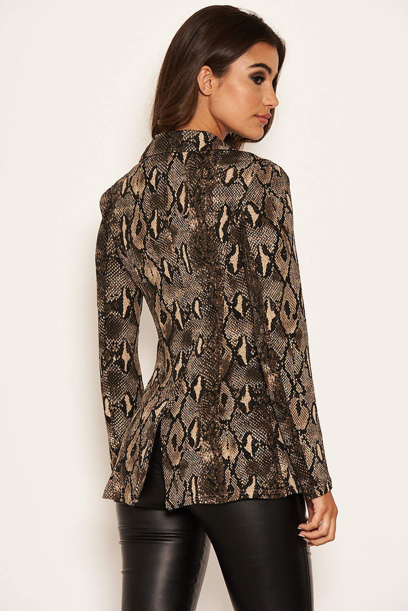 Brown Snake Print Blazer