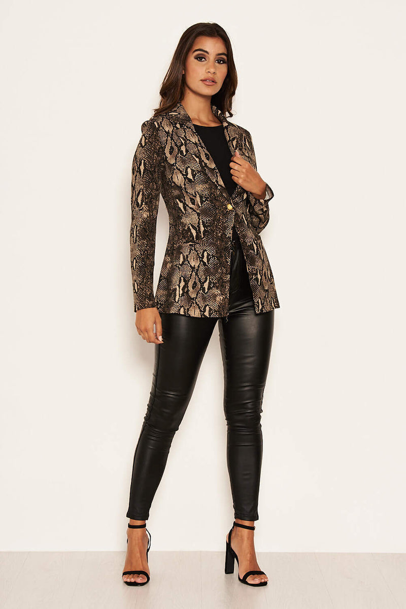 Brown Snake Print Blazer