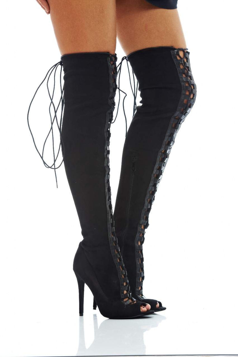 Lace Up Knee High Boots