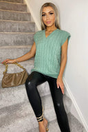 Sage Cable Knit Tank Top