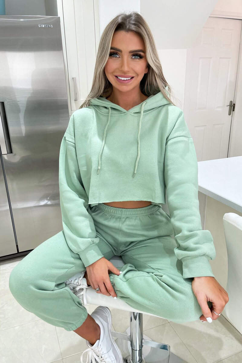 Sage Cropped Hoodie Lounge Set