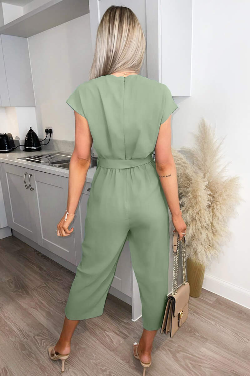 Sage Wrap Belted Jumpsuit