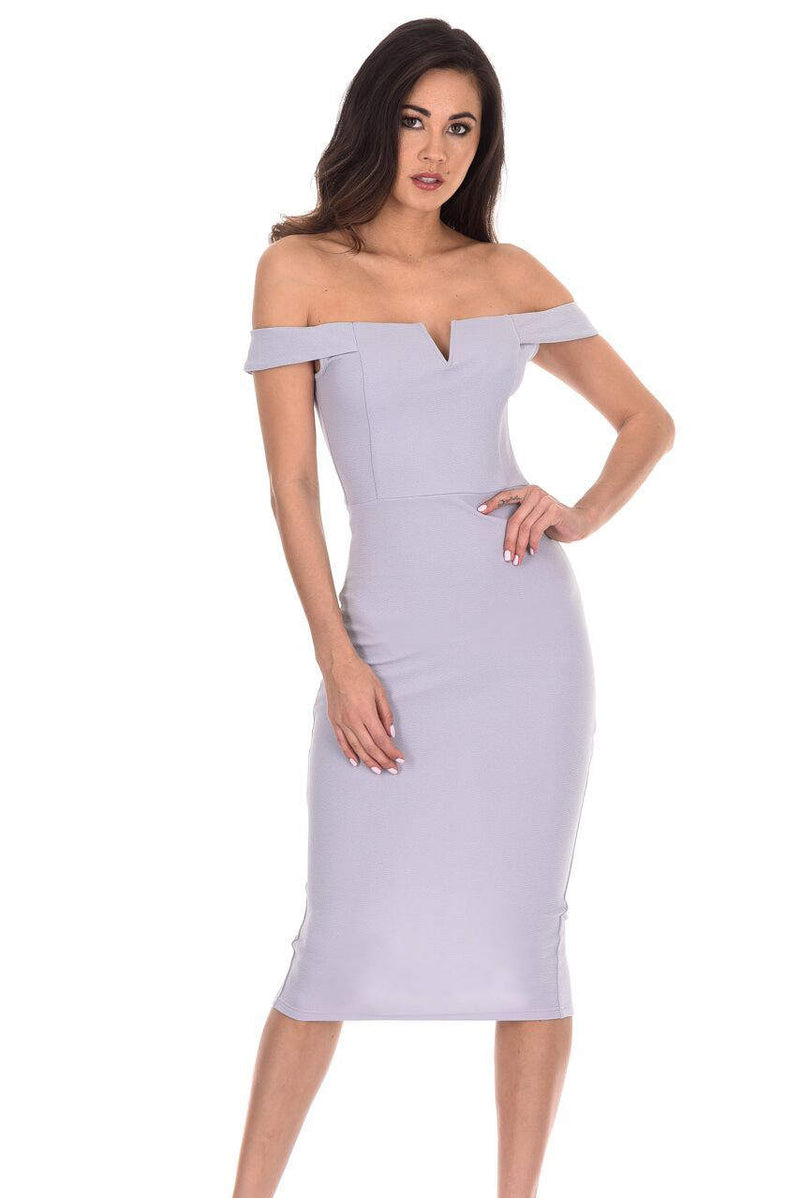 Silver Bardot Bodycon Dress – AX Paris