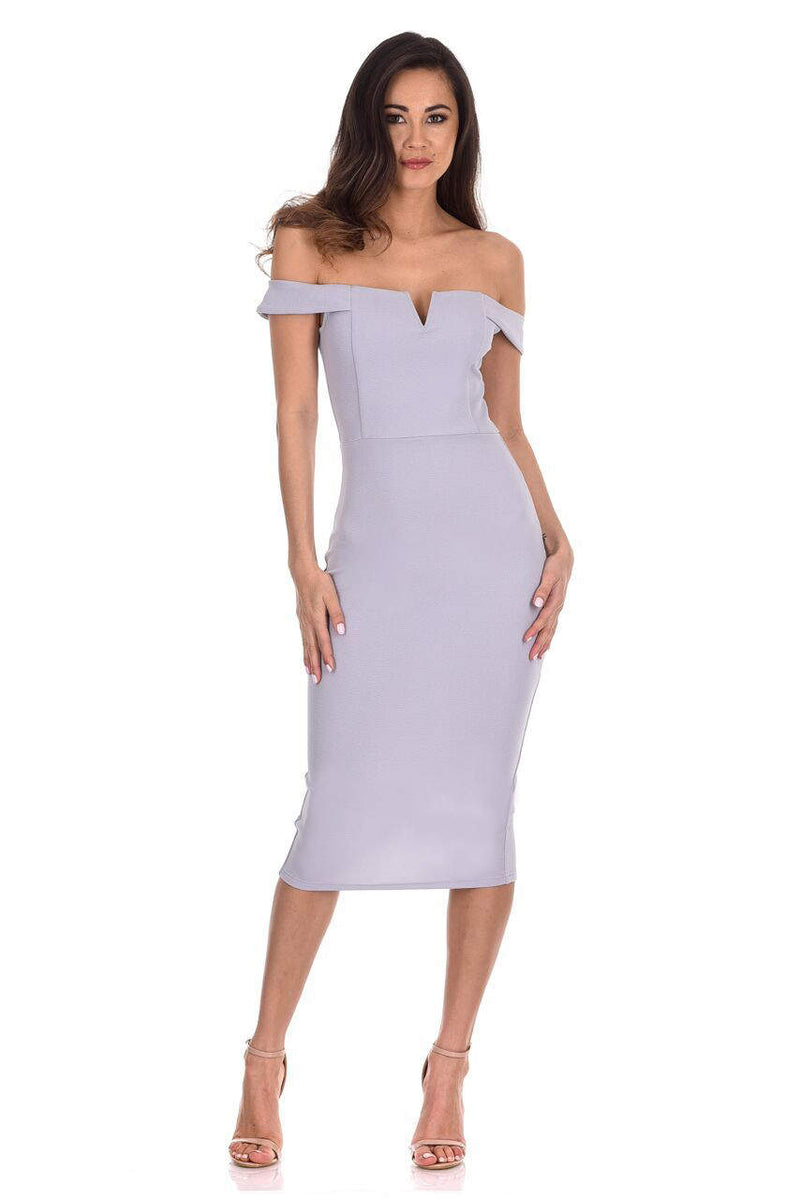 Silver Bardot Bodycon Dress – AX Paris