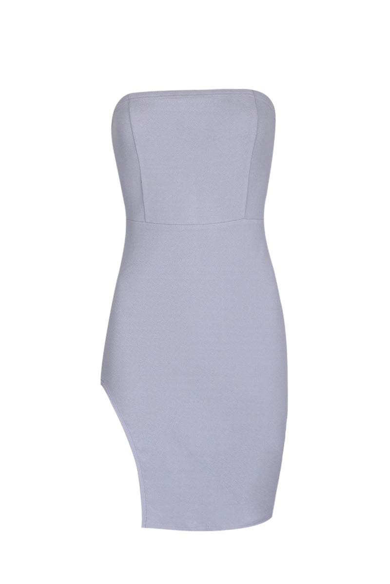 Silver Bandeau Thigh Split Dress AX Paris Silver Bandeau Thigh Split Dress AX Paris
