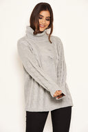 Silver Cable Knit Oversized Jumper