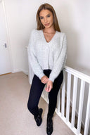 Silver Chunky Knit Cardigan