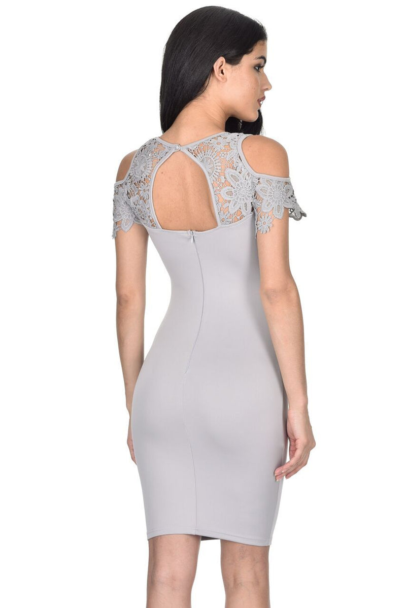 Silver Cold Shoulder Crochet Dress – AX Paris