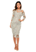 Silver Crochet Bodycon Dress