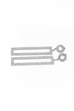 Silver Diamante Geometric Earrings