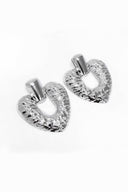 Silver Heart Shaped Chunky Earrings