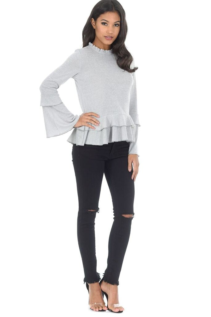 High neck on sale bell sleeve top