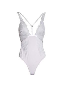 Silver Lace Harness Bodysuit