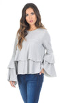 Silver Long Sleeve Frill Jumper