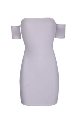 Silver Off The Shoulder Mini Dress