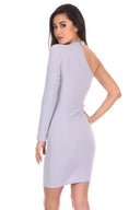 Silver One Sleeve Choker Bodycon Dress