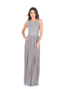 Silver Sleeveless Embroidered Maxi Dress