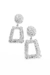 Silver Square Textured Statement Earrings