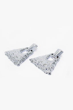 Silver Triangle Textured Earrings