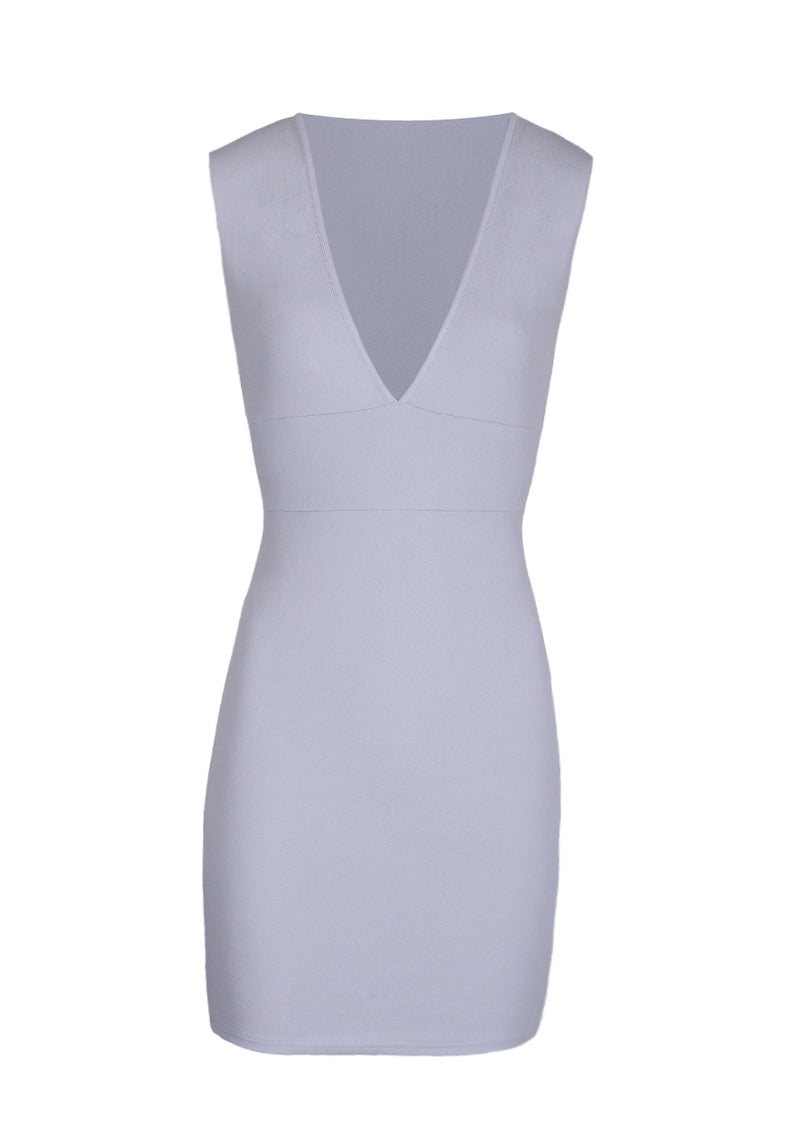 Silver V-Front Bodycon Dress
