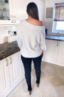 Silver V Neck Soft Knitted Jumper