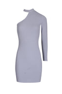 Silver One Sleeve Choker Bodycon Dress