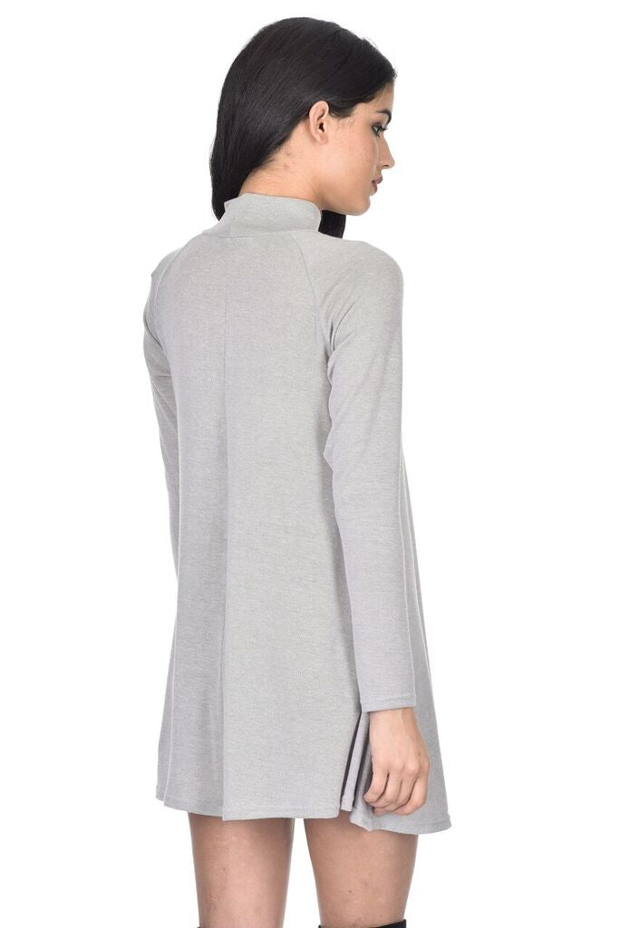 Silver Knitted Mini Swing Dress