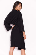 Slinky Black Midi Dress With Wrap Detail