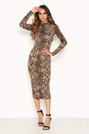 Snake Print Bodycon Midi Dress