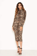 Snake Print Bodycon Midi Dress