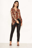 Snake Print Cowl Neck Top