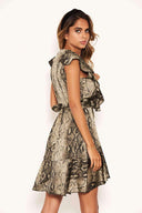 Snake Print Frill Detail Dress