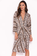 Snake Print Midi Wrap Dress