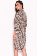 Snake Print Midi Wrap Dress