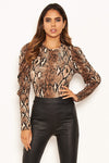 Snake Print Puff Sleeve Bodysuit