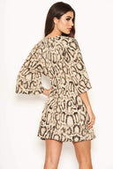 Snake Print Tie Front Shift Dress