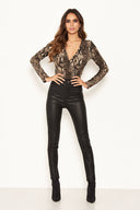 Snake Print Cross Over Bodysuit