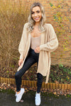 Stone Chunky Knit Balloon Sleeve Cardigan