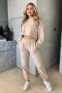 Stone Cropped Hoodie Lounge Set