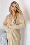 Stone Longline Knitted Cardigan